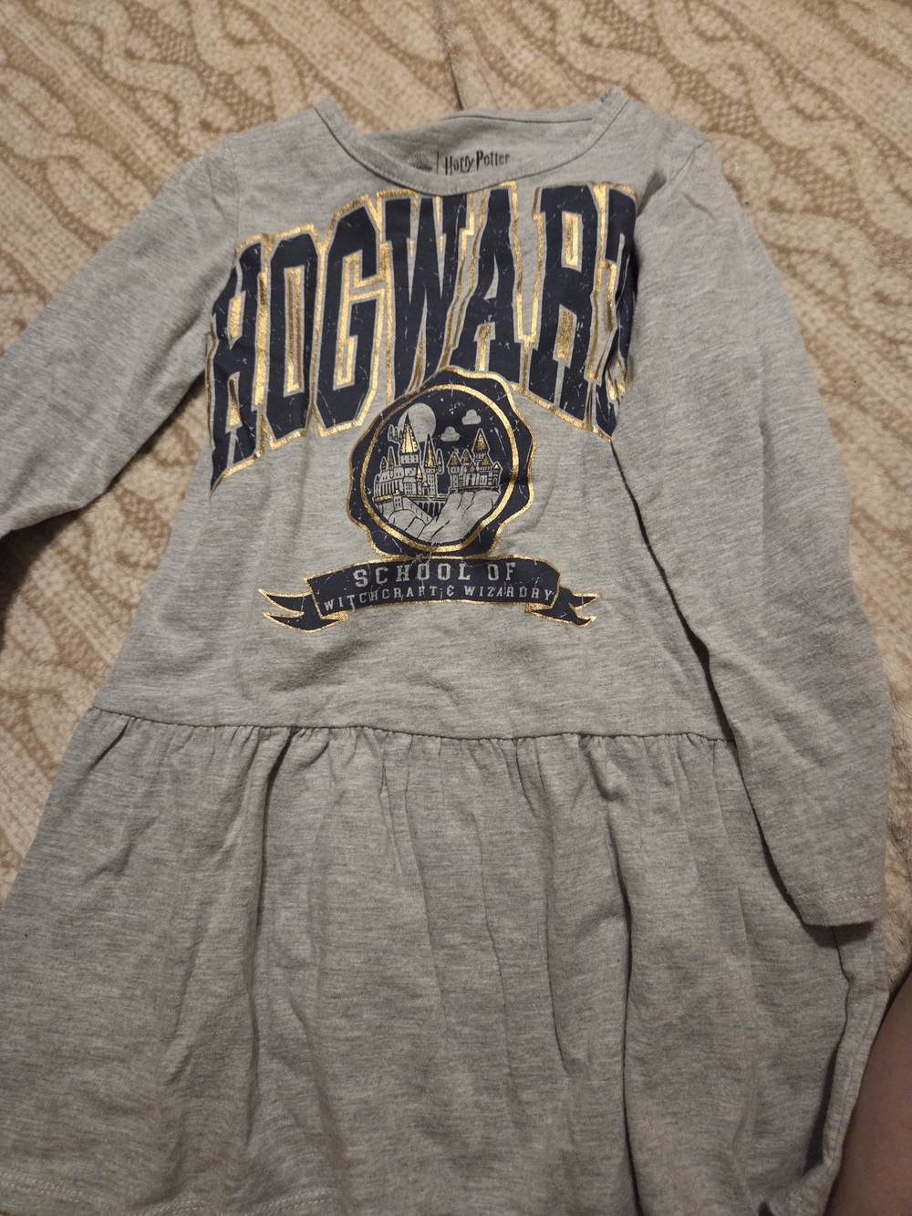 Warner Bros. Girls Harry Potter Grey Dress with Gold Lettering